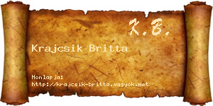Krajcsik Britta névjegykártya